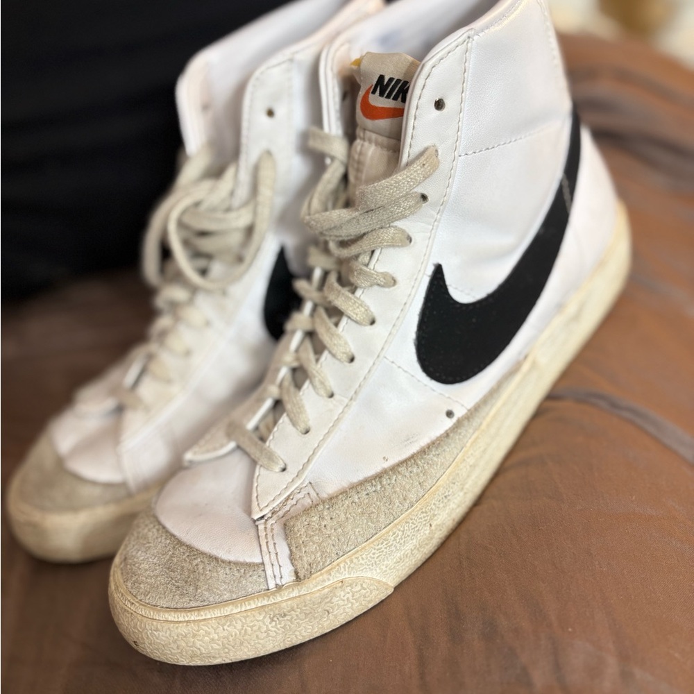 Nike White and Black High-Top Sneakers